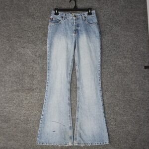 Vintage Mudd Flare Jeans Womens 3 Blue Denim Embroidered Logo Y2K 90s 435017